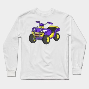 Purple Quad bike cartoon illustration Long Sleeve T-Shirt